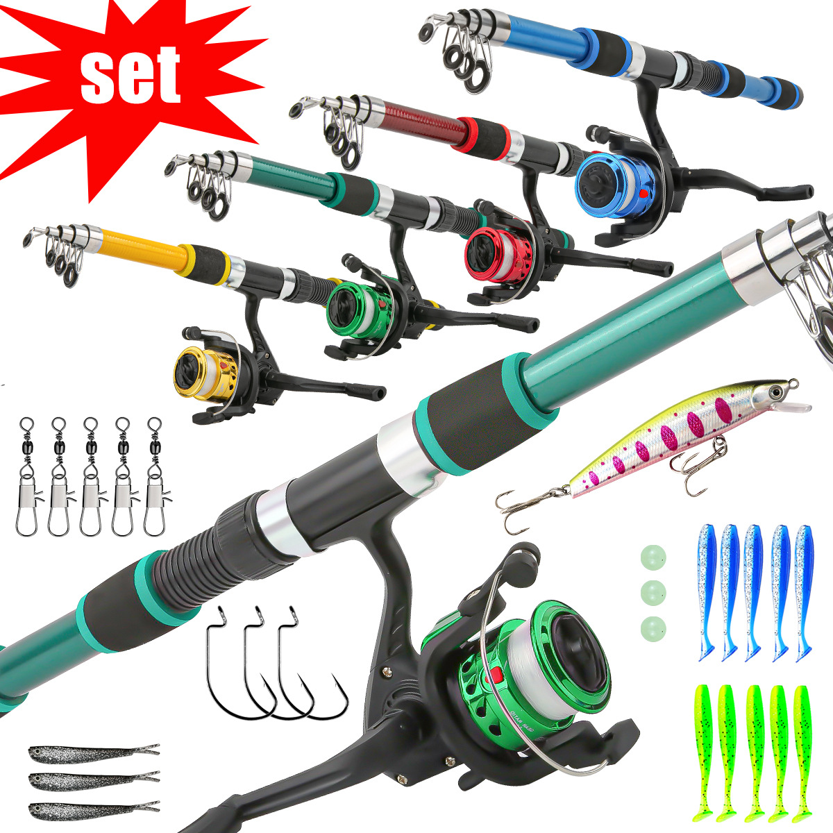 Fishing Boat Fiberglass - Kinder Telescopische Hengelset Glasvezel Korte Sectie